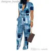 Women's Jumpsuits Rompers Designer Womens Wide Leg Jumpsuits Sexy Contrast Color Patchwork Fashion Printed Button Cardigan Rompers L230913