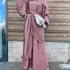 Ethnische Kleidung Muslim Mode Kleidung Frauen Abaya Dubai Arabisch Langarm Maxikleid Wickelröcke Jilbab Hijab Robe Türkei Kaftan Abayas