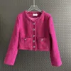 Kvinnors jackor högkvalitativa franska chic tweed vävda rosa kvinnor jacka korta rockar hösten västerländska mode casual woman kläder 230912