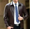 Men's Fur Fausse fourrure hommes veste en cuir de mouton naturel automne et hiver marque vestes en cuir véritable pour hommes épaississement manteau en cuir à revers 211018 L230913