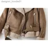 Hommes Fourrure Fausse Fourrure Veste Femme Hiver Faux Shearling Peau De Mouton Faux Vestes En Cuir Dame Épais Chaud Daim Agneaux Moto Marron Manteaux Mujer Chaqueta 230309 L23091