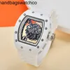 Richarmilles Watch Mechanical Movement Watch Rubber Strap Ceramic Dial Waterproof Tiger Headセカンドランニングセラミックオイルファッショナブルレディースユニバーサルライフ