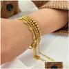 Beaded Strand 18K Gold Plated Rostfritt stål för kvinnor Små pärlor Armband Handsmycken Gift Drop Delivery Armband Dhofd