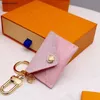 23ss Designer Unisex Letter Wallet Keychain Keyring Fashion Purse Pendant Car Chain Charm Pink Flower Mini Bag Accessories with dustbag