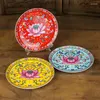 Plates Chinese Ceramic Enamel Color Offering Plate Lotus Flower Buddha Fruit Feng Shui