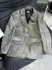 Kadınlar deri spenneooy bahar sonbahar moda ofisi bayan gri renk takım elbise ceket açma yakalı tek düğme