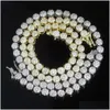 Anklets Sier Color Sparking 5a CZ Charm Anklet Round Zircon 5mm Tennis Chain Ice Out Bling Hip Hop Fashion Women