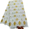 KY-5154 Tissu de coton brodé couture artisanat tissu de dentelle de voile suisse avec strass dernières robes de mariée de 5 mètres pour la fête de banquet féminine automne africain en vente
