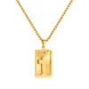 Mens Women Gold Plated Stainless Steel Dog Tag Cross Pendant Charm Necklace Rolo Chain 3mm 24inch n2312