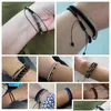 Charm Bilezikler Ayarlanabilir 4mm Taş Boncuklar Kadınlar için Doğal Agates Bangles Onyx Lapis Lazi Dokuma Yıl Hediye Takı 230424 DROP DELIVE DH8XT