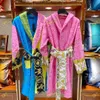 Womens Sleep Lounge Velvet bathrobe robe Designers bathrobe baroque Fashion pajamas Mens Women Letter jacquard printing Barocco print sleeves Shawl collar Pocket