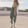 Womens Jumpsuits Rompers Combinaisons pour femmes Barboteuses Combinaison femme Salopette d'été Barboteuses sans manches avec poches Pantalon ample à jambes larges Vintage Jump Suit OnePièce G