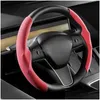 För Tesla ratt ER Model 3 Y S Anti-Fur Sport Carbon Fiber Suede Car Interior Accessoarer Drop Delivery Dhldi