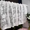 Cortina floral de renda transparente com bolso, camada de cozinha, 1 painel, tratamento de janela decorativa branca para casa, quarto, festa de casamento, café