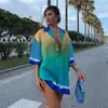 Damesblouses Felyn 2023 Ins Internet Celebrity Club Blouse Print Turn-down Kraag Korte mouw Zomer Strand Bodycon Shirt Tops