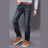 Dżinsy męskie 2023 Wiosna jesień vintage niebieski stały kolor Elastic Classic Men Slim Fashion Denim Spodni Mężczyzna 28-40