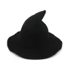 Adulto crianças halloween chapéu de bruxa chapéu de malha de lã chapéu sólido festa fantasia vestido chapéu bruxas bonés de ponta vestidos até adereços de cosplay