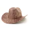 Chapéu de cowboy ocidental estilo étnico chique unissex jazz fedora chapéus de cor sólida impressão aba larga equitação proteção solar chapéu de cowgirl