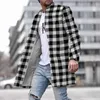 Mélanges de laine pour hommes Hommes manteau de laine veste de mode rayé imprimé géométrique jeunes hommes vêtements automne hiver simple boutonnage poche pardessus vêtements d'extérieur 230912