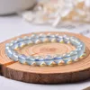 Decorative Figurines Natural Stone Bracelet Aquamarine Crystal Beads Decor Polished For Women Men Jewelry