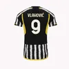 23/24 Juventu Soccer Jersey Home Fans Player Version Di Maria Vlahovic Kean Pogba Chiesa McKennie Locatelli Top Jerseys Juve Kits Men Kids Unifor