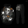 Erkek Trailtsits Vintage Sexy Beauty 3D Baskı Trailtsuit Set Ses Sırlar Sıradan Hoodie ve Pantolon 2 adet büyük boyutlu kazak trend çift sweatshirt