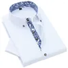 Camicie casual da uomo Camicia a maniche bianche blu Camicia corta sottile formale solida Ropa per uomo