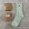 Chaussettes en serviette pour hommes, marque nord-américaine, Karhart, manches mi-longues, brodées, bas de sport en pur coton, vêtements de travail longs