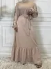 Roupas étnicas Ramadan Dubai Muçulmano Mulheres Vestido Elegante Plissado Abaya Turquia Árabe Long Kaftan Vestidos Robe Longue Musulmane Vestidos