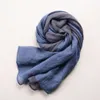 Spring and Summer New Cotton and Hemp Scarf Thin Colored Denim Blue Personalized Scarf Versatile for Men Casual Neck Protection Long Style Art