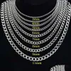 Chains Stainless Steel Cuban Chain Necklace For Men Women Hip Hop Sier Thick Necklaces Curb Link Trend Jewelry M 5Mm 7Mm Drop Delivery Dhprx