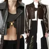 Men's Fur Faux Fur Women's Jackets High End Crocodile Pattern Genuine Leather Jacket 23 Women Vintage Sheepskin Cropped Coat Y2K Fashion Lapel Locomotive L230913