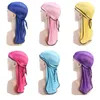 Popular Silk Durag Hair Bonnets Skull Pirate Hat With Long Tail Outdoor Cycling Accessories For Adult Mens Women Fashion Solid Color Caps Headbands