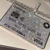 Vittguldpläterat solid Sier VVS Moissanite Diamond Iced Out Credit Card Pendant