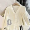 Luxury Women Letter Cardigan Long Sleeve Knitted Coats White Stripped Design Cardigans Jackets