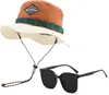 Blanda match 5 hattar och 2 glas utomhussport snabbtorkning vandring hattar solglasögon färgblock vikta en liten påse fiskare hattar gm glasögon män och kvinnliga hattar glasögon