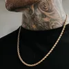 Männer Seile lange Halskette Edelstahl minimalistische Twist Seil Kette Hip Hop Halskette Schmuck Goldketten 2 bis 5 mm