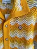 Kadın Sweaters Y2K Sarı Kazablanka Sweaters Erkekler için Dalga Deseni Hollow Out Örgü T-Shirt 230912