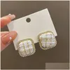 Boucles d'oreilles carrées en diamant, breloque Flash en damier, tempérament de sens senior, Style explosif, cadeau de vacances, livraison directe