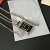 20 Style Women Pendant Neckor Letter C Logo Luxury Designer Ccity Jewelry Woman Pearl Sweater Chain Gold Necklace 6544