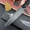 トールナイフアナコンダ固定刃ナイフ3.75 "ブラック酸化物ドロップポイント、ブラックG10ハンドル