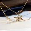 14k ouro estrela do mar diamante pingente real 925 prata esterlina charme pingentes de casamento colar para mulheres festa de noiva gargantilha jóias292i