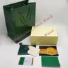 Bonne usine Boîte de montre Boîte de montres vert foncé Coffret cadeau Livret Étiquettes de cartes et papiers pour 116610 116610 116710 126610 126670 2716