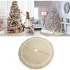 Decorazioni natalizie Gonna albero Tappeto rotondo Tappetino regalo Forniture per decorazioni natalizie 2023 Per la decorazione del pavimento della casa per feste 122 cm Lino da ricamo