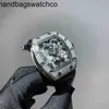 RicharMilles Reloj Movimiento mecánico Reloj Correa de Goma Esfera de cerámica Impermeable Tigre Dragón Volante Taladro Hebilla de Mariposa Natural 42 mm Calidad