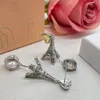 MI U Love Paris Tower Smart Line Set Diamant-Ohrstecker, europäische und amerikanische Mode, vielseitige Ohrringe, Messing-Ohrringe für Damen