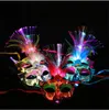 Máscara de fibra led iluminada, vestido extravagante, festa, princesa, penas brilhantes, máscaras de máscaras