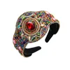 Luxury Baroque Colorful Full Diamond Headband Fashion Hair Accessories Women Trend Party Wide Brim Hairband Hair Band Hoop