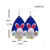 21 Styles Fashion Easter Pu Leather Rabbit Earrings Charm Cute Egg Bunny Earring Spring Party Gift Jewelry Drop Delivery