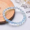 Decorative Figurines Natural Stone Bracelet Aquamarine Crystal Beads Decor Polished For Women Men Jewelry